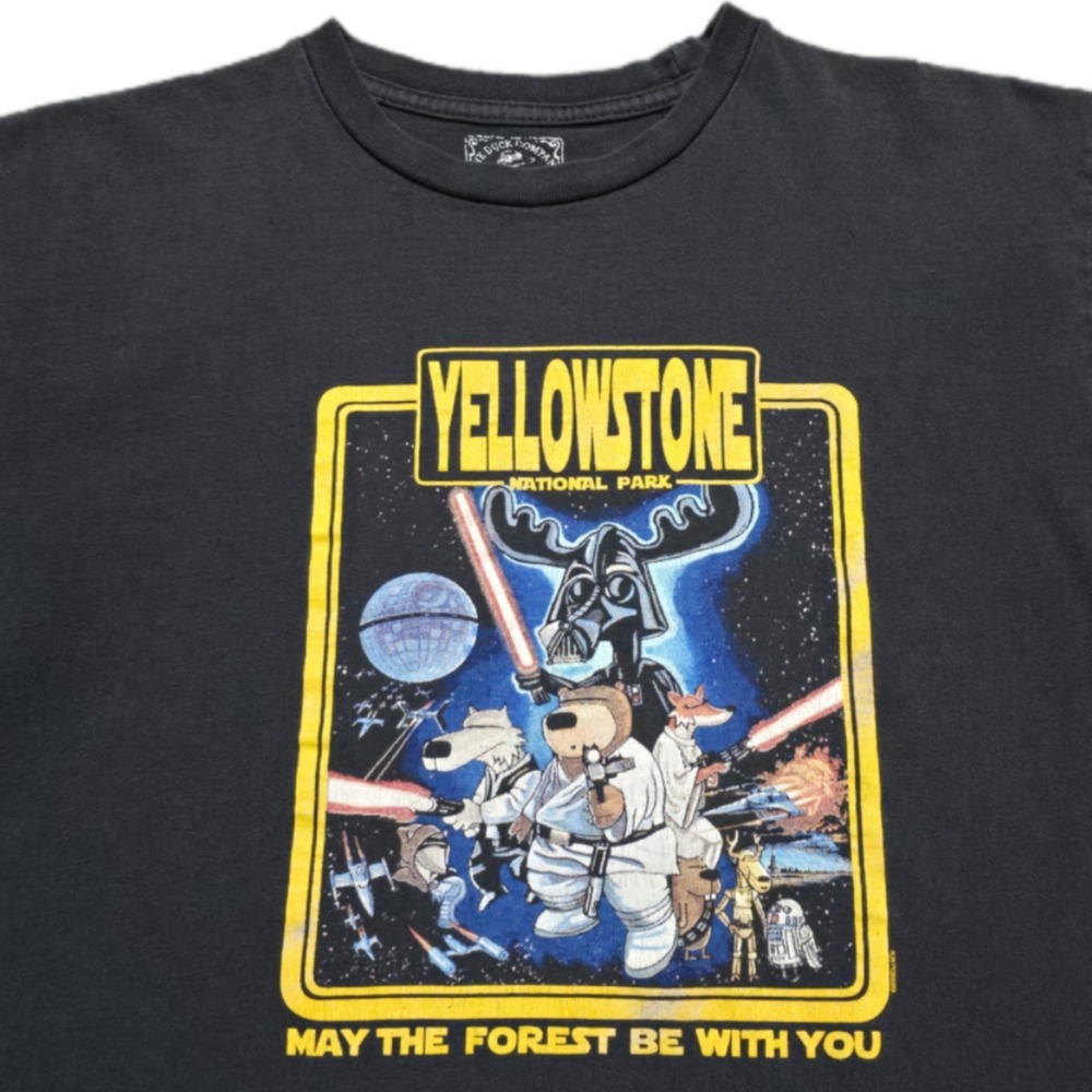 Vintage Star Wars‎ Yellowstone T-Shirt Mens S Black May The Forest Be With You